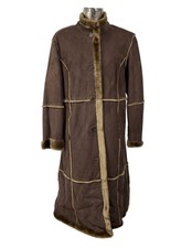 Centigrade Jacket Long Coat Size Large Women Faux Suede/fur Brown Shearling Eu44