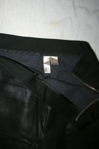 FAUX LEATHER FRONTS/BACK BLACK PANTS 