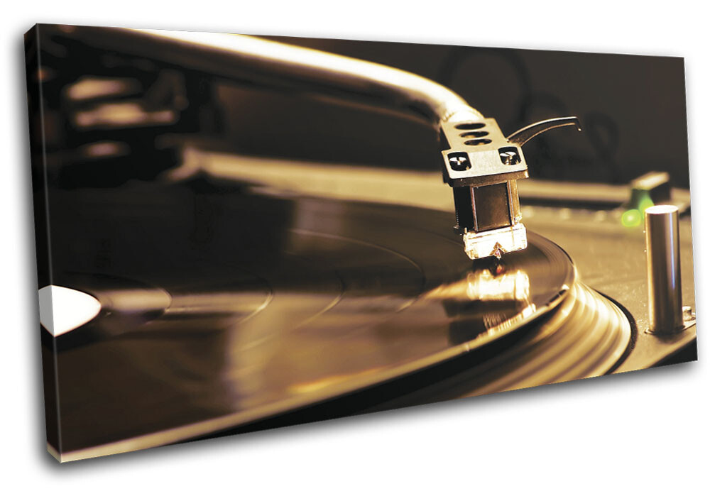 Vintage DJ Turntable Vinyl Record Single Canvas Wall Art Print  -image
