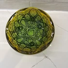 Vintage Jeanette Glass Yellow Amber Green Footed Bowl/Candy Dish