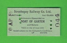 Strathspey Railway Ticket - 3rd class Return - Aviemore to Boat of Garten - 1982