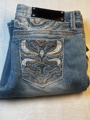 NWT Premiere Rue 21 Jeans Women 11/12S Low Rise Skinny Distressed Embellished