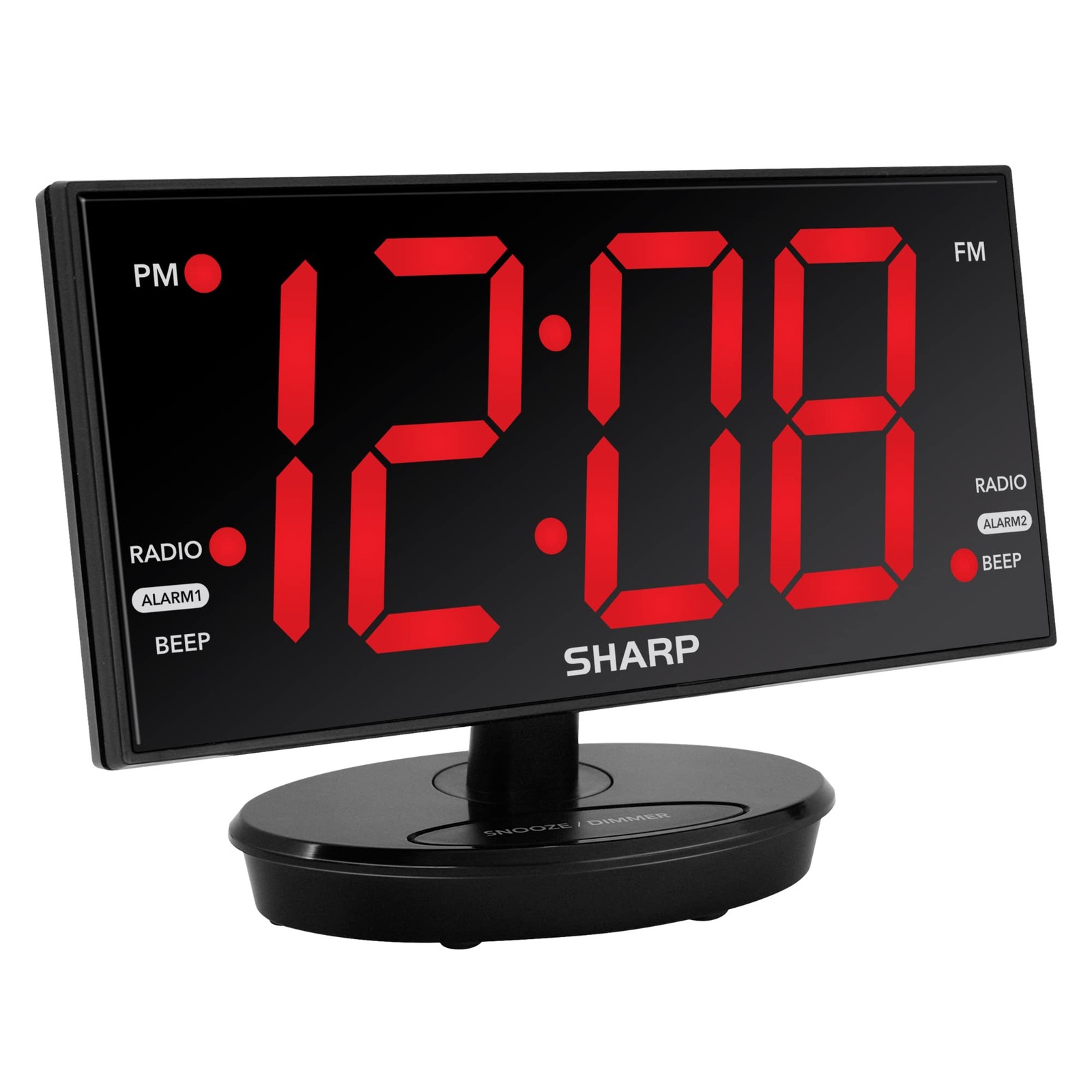 , 8.9" Extra Large Led Clock With Tilt Large, Red