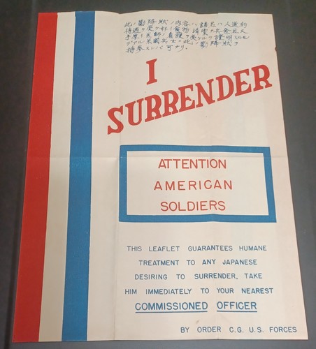 WW2 US Propaganda Against The Japanese Original Leaflet Safe Surrender