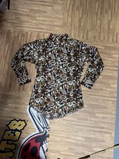 Vtg Contour Knit National Shirt Shops Brown and Black Paisley Shirt Women's L
