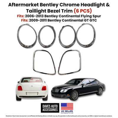OE Style Chrome Bezel Trim Set Bentley Continental GT GTC Flying Spur
