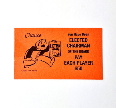1996 Monopoly Chance Card  You Have Been Elected Chairman  Replacement Hasbro