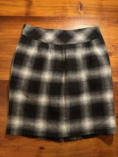 Ann Taylor Loft Petites Black White Plaid Wool Blend Preppy Skirt Sz 6P
