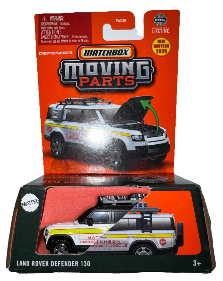 Lot Of 2 Matchbox Moving Parts Land Rover Defender 130 Emergency Rescue New IP D - Image 2 of 4