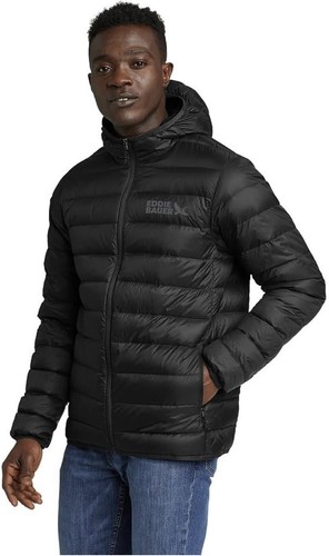Eddie Bauer Giacca Uomo CirrusLite Down Con Cappuccio - Piumino Nero Imbottito - Taglia X-Large Tall - Lunghezza Manica Lunga