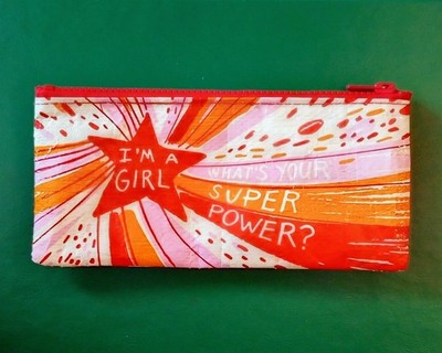 Blue Q Bags - Plastic Bag - I m a Girl - What s Your Super Power? -  Red Zipper