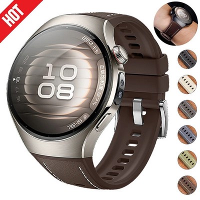 Leather Silicone Strap For Huawei Watch 5 46mm 42mm Sport Replacement Watch Band