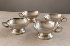 4 Vintage Henkelschalen WOLFF 90 versilbert Art Deco Schalen auf Fu&szlig;