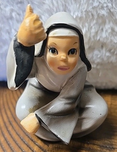Vintage Napco 1956 Nun Figurine Playing Baseball Ceramic C1859/2C Japan ...