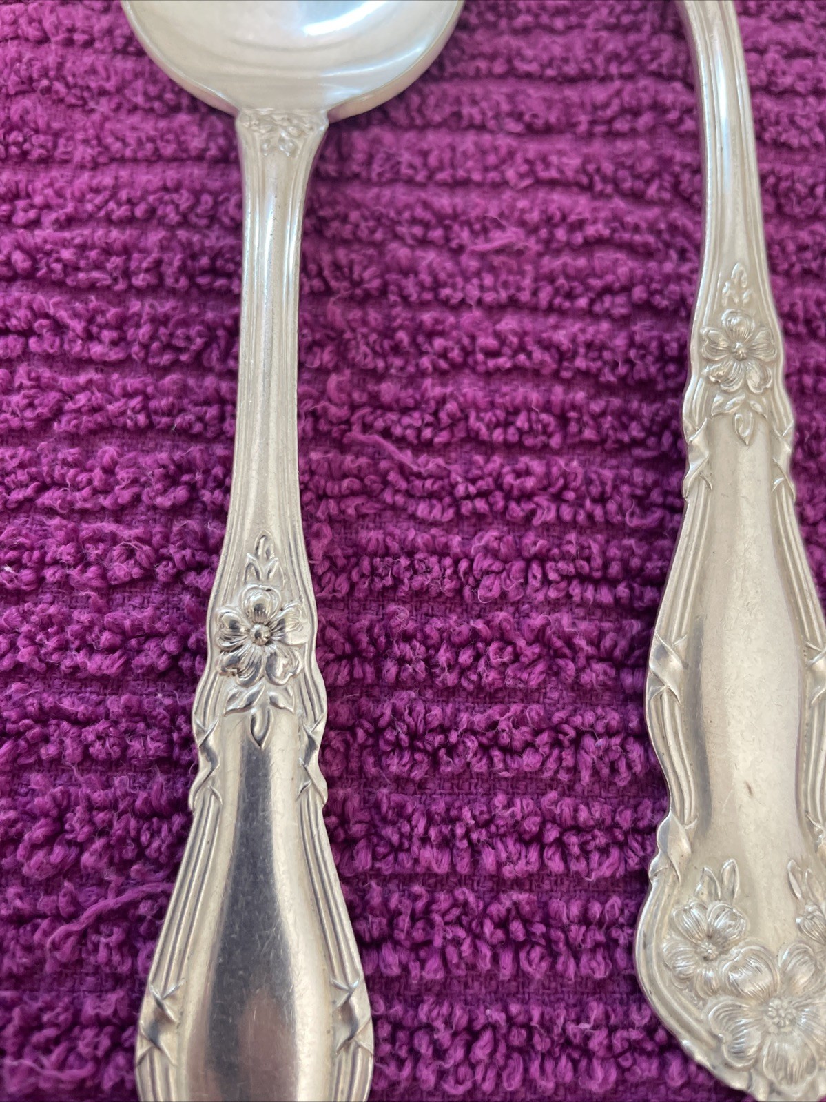 3 Silver plated William Rogers  & Son AA Large Serving Spoons ARBUTUS 1908 Vtg