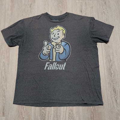 Bethesda Fallout Logo Vault Boy T-Shirt Mens XXL Gray Faded Gaming Tee 2XL