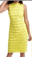 J Crew NWT Yellow Fringe Tiered Lace Sheath Sleeveless Dress size 10 or medium