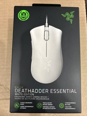 Razer DeathAdder Essential Wired Optical Gaming Mouse White 6400 DPI Sealed