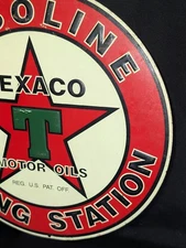 Vintage Texaco Gasoline Filling Station Embossed Sign 10.75"
