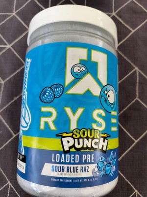 Ryse Loaded PreWorkout Supplement Pumps & Energy Sour Blue Raz 15.3oz Bb 1/31/27