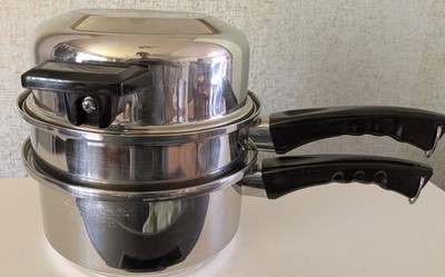 Kitchen Craft West Bend 3-4 QT Steamer Sauce Pan Insert Dome Lid 3 Piece Set VTG