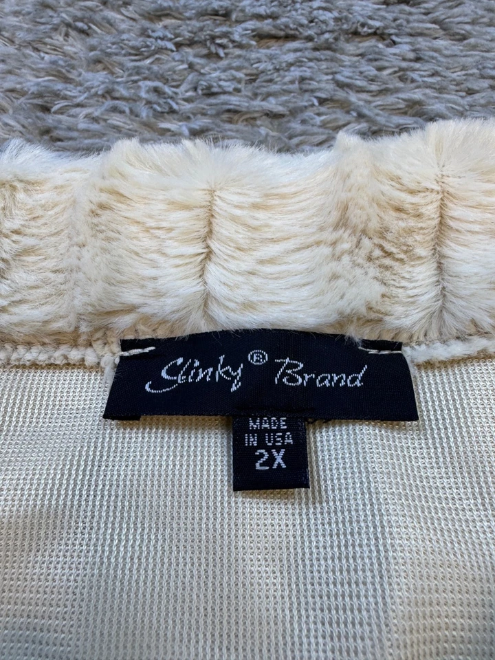 Colete feminino marca Slinky 2X marfim pele sintética aconchegante difuso frente aberta suéter cardigã - Imagem 3 de 4