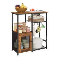 Small Kitchen Island Table with Storage, 4 Tier Microwave Stand, Bakers Rack,...