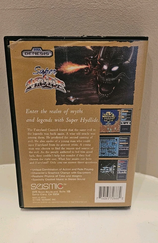 Super Hydlide (Sega Genesis, 1990) w/ Case - Authentic - Tested & Working! - Image 2 of 4