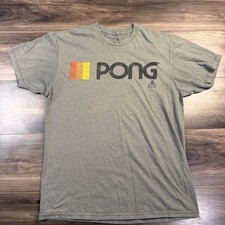 Atari Pong Ripple Junction Tee Vintage Style Grey Yellow Orange Men's Large