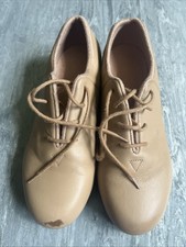 Bloch Girls Tap-Flex Shoe, Tan Laced Size 5M Shockwave 2 Toe 3 Heal Pre-Owned