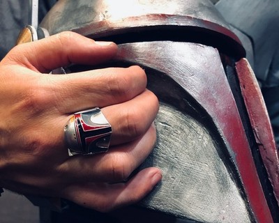 Star Wars X RockLove NEW Boba Fett 3D Helmet Ring in Sterling