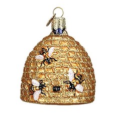 Old World Christmas Beehive Bee Skep Bumblebee Ornament ONE pc 12391 FREE BOX