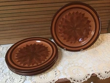VTG Wallace China Restaurant Ware Dinner Plates   Brown Chrysanthemum  Set/4