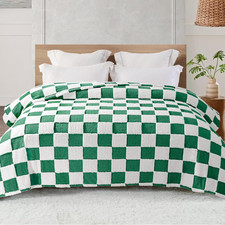 Fleece Blanket Queen, Cozy Lightweight Fuzzy Checkered Blanket for Bed, Suitabl