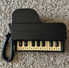 Crusader PN-10 Piano Style Corded Telephone, Vintage/Retro, Ringer On/Off, Black