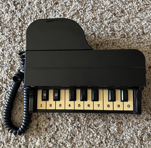 Crusader PN-10 Piano Style Corded Telephone, Vintage/Retro, Ringer On/Off, Black