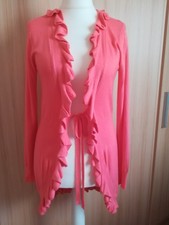 Verspielte Strickjacke Seide Baumwolle Viskose korallenrot Gr. S 36-38 *Neuw.*