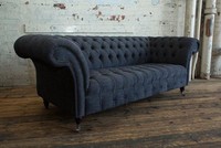 Chesterfield 3 Sitzer Couch Polster Sitz Textil Stoff Leder Couchen Sofa Sofas