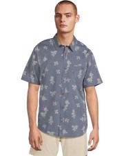 Billabong Sundays Mini Shirt Mens Large Steel Blue Tropical Short Sleeve GBO2278