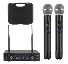 2 x 20 Channels Metal UHF Dual Handheld Wireless Microphone System with Carry Ca