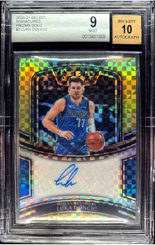 2020 Panini Select Luka Doncic Signatures Gold Prizms /10 #SG-LUD Auto BGS 9