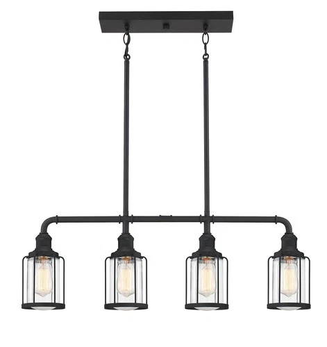 Quoizel LUD434 Ludlow 4 Light 34"W Linear Chandelier - Black - Picture 1 of 6