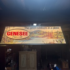 Vintage Genesee Beer Lighted Bar Sign Great Outdoors Pool Poker Light