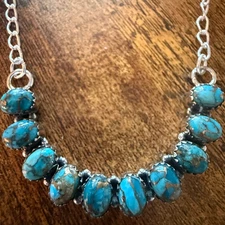 Kingman Turquoise Necklace In 925 Sterling Silver Handmade Jewelry