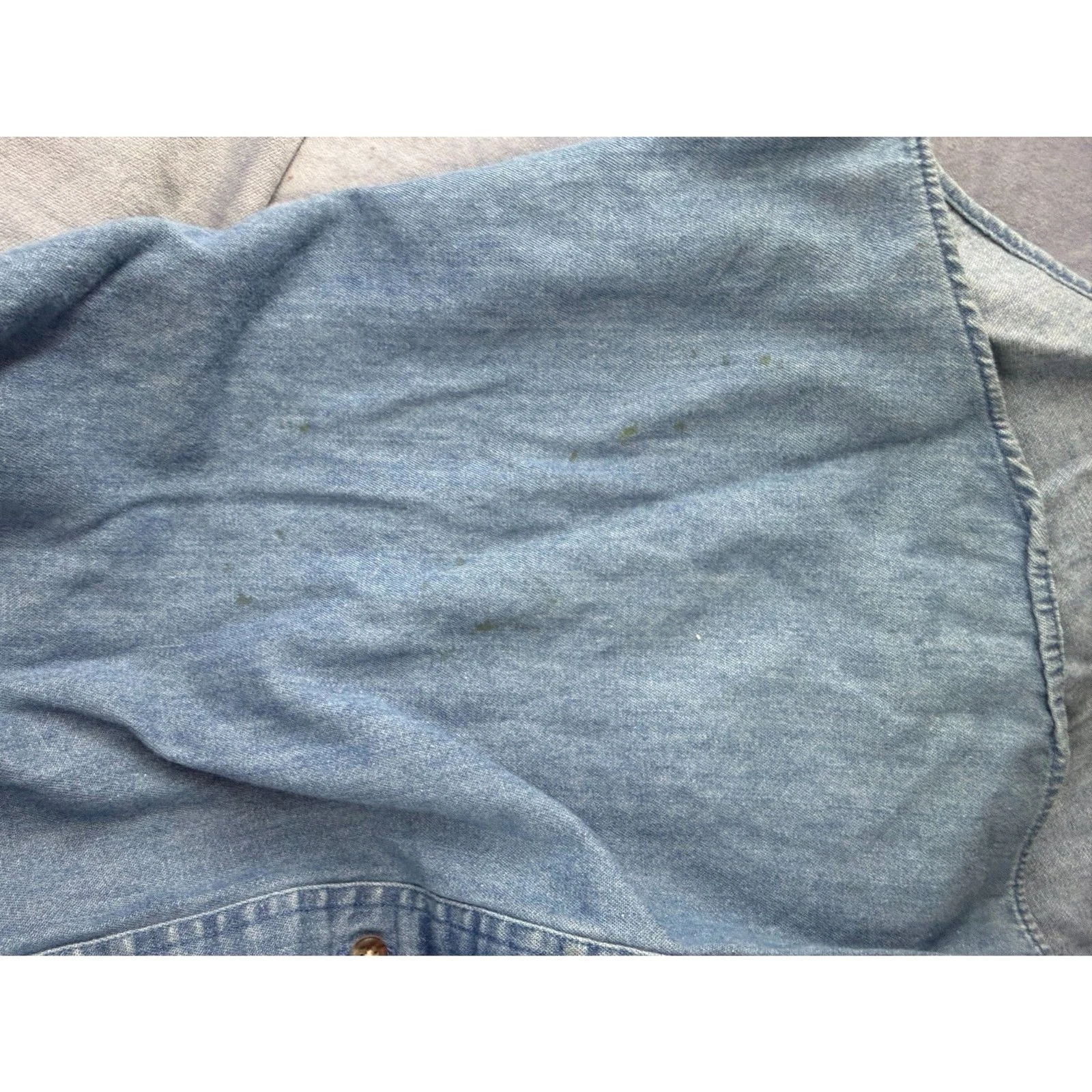 Vintage GH Bass Compass Denim Shirt Mens 15.5 Medium Blue Button Up Workwear - product detail image 3