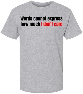 Words Cannot Express How Much I Don t Care Printed T-Shirt Funny Sarcastic Tee
