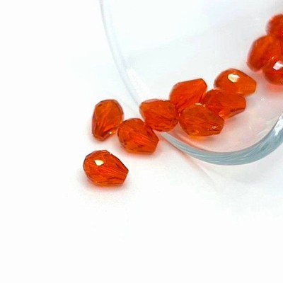6x8 mm Teardrop Bright Red Imitation Crystal January Birthstone Beads - US