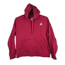 Mens Reebok Burgundy Delta Logo Fleece Hoodie Sweatshirt Cotton Blend Size 2XL