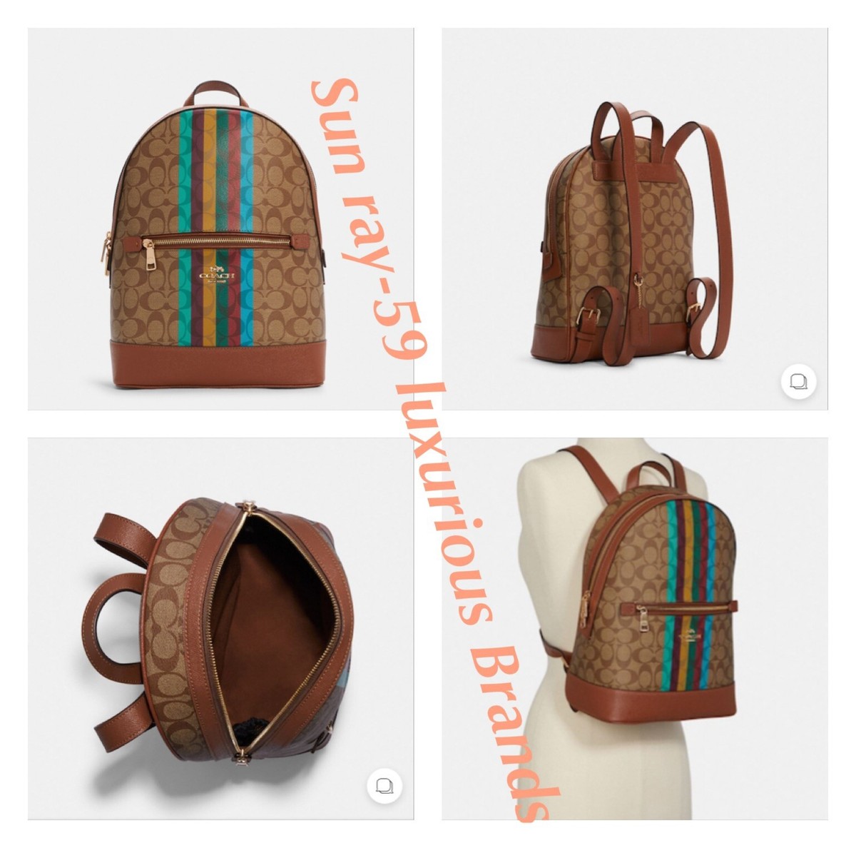 COACH Kenley Backpack In Signature Canvas With Stripe Coach Kenley Backpack In Signature Jacquard With Stripe And  main image 2