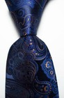 New Classic Paisley Dark Blue Brown JACQUARD WOVEN Silk Men's Tie Necktie